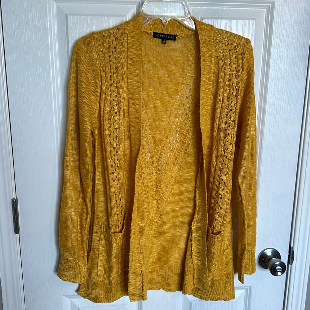 NEW yellow cardigan with crochet detail